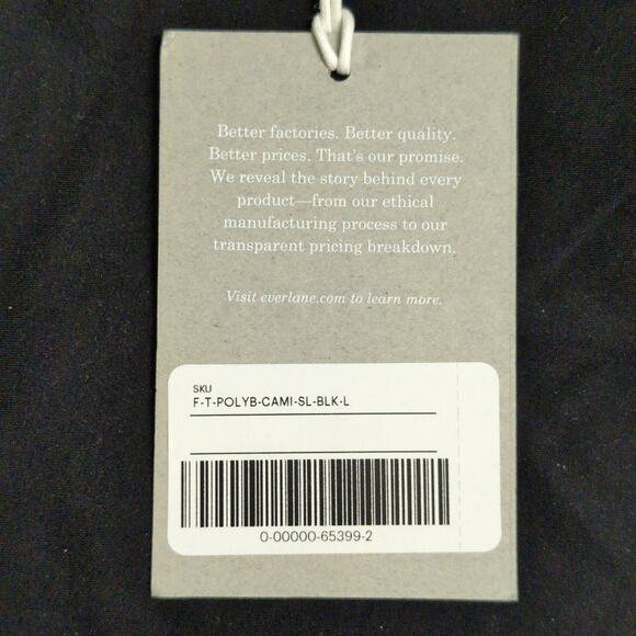Everlane The Perform Cami Black Brami Scoop Neck Tank Top Adjustable L New - Picture 7 of 8
